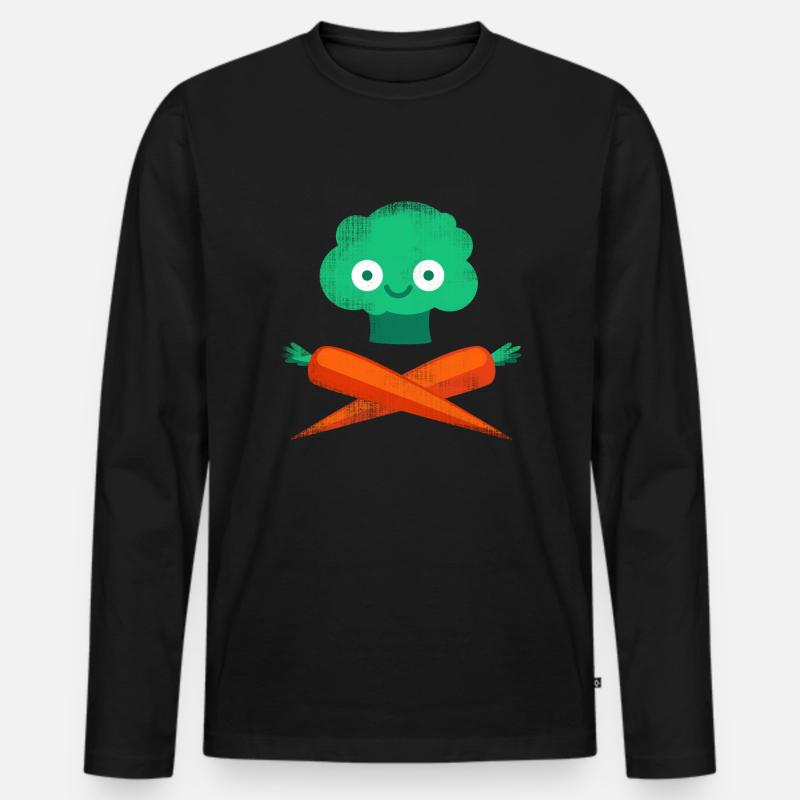 Veggie-Pirat - Männer Premium Bio Langarmshirt - Schwarz