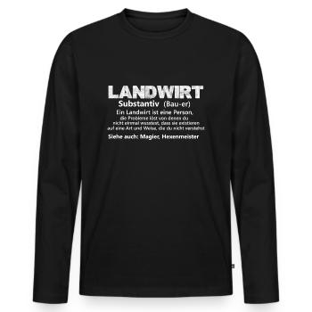 Landwirt Substantiv - Männer Premium Bio Langarmshirt - Schwarz - Vorne - Nico (187cm)