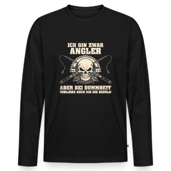 Angeln und Geduld - Männer Premium Bio Langarmshirt - Schwarz - Vorne - Nico (187cm)