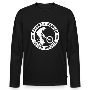 Fahrrad Fahren gg. Rechts - Männer Premium Bio Langarmshirt - Schwarz - Vorne - Nico (187cm)