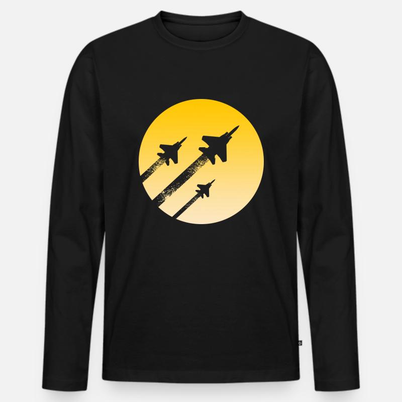 Jets - Männer Premium Bio Langarmshirt - Schwarz