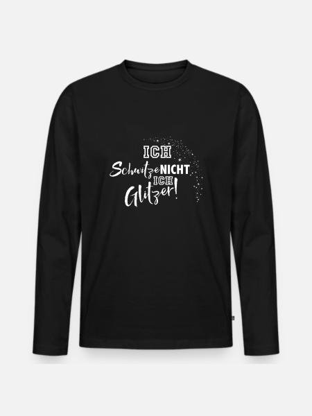 Ich schwitze nicht - Männer Premium Bio Langarmshirt - Schwarz