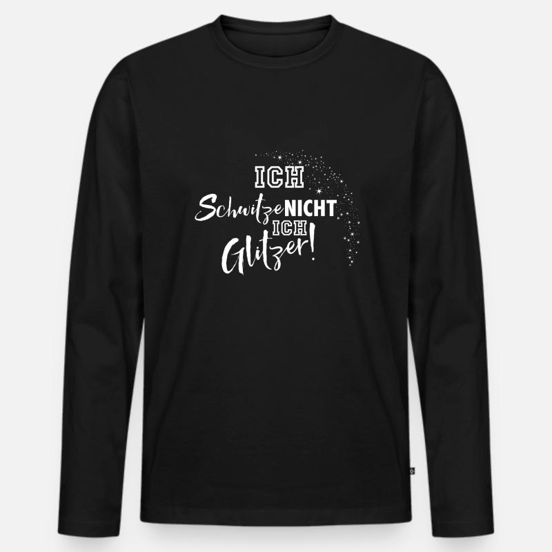 Ich schwitze nicht - Männer Premium Bio Langarmshirt - Schwarz