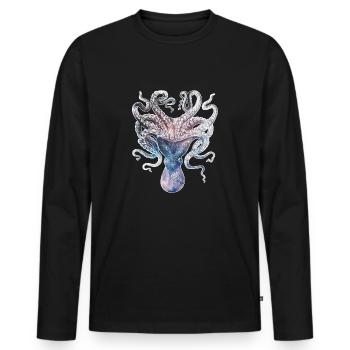 SPACE SQUID - Men's Premium Organic Long Sleeve Shirt - black - Front - Nico (187cm)