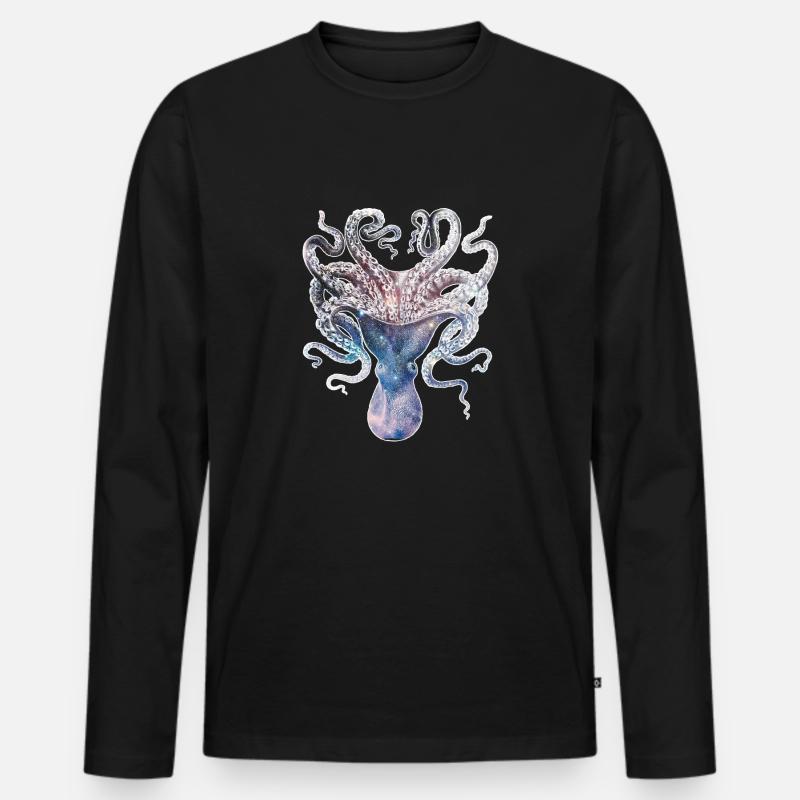 SPACE SQUID - Männer Premium Bio Langarmshirt - Schwarz