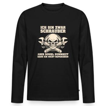 Ich bin Schrauber - Männer Premium Bio Langarmshirt - Schwarz - Vorne - Nico (187cm)