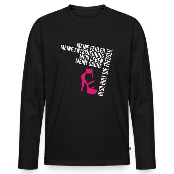 FRESSE HALTEN - Männer Premium Bio Langarmshirt - Schwarz - Vorne - Nico (187cm)