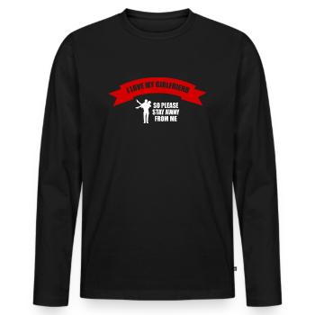 Stay away - Men's Premium Organic Long Sleeve Shirt - black - Front - Nico (187cm)