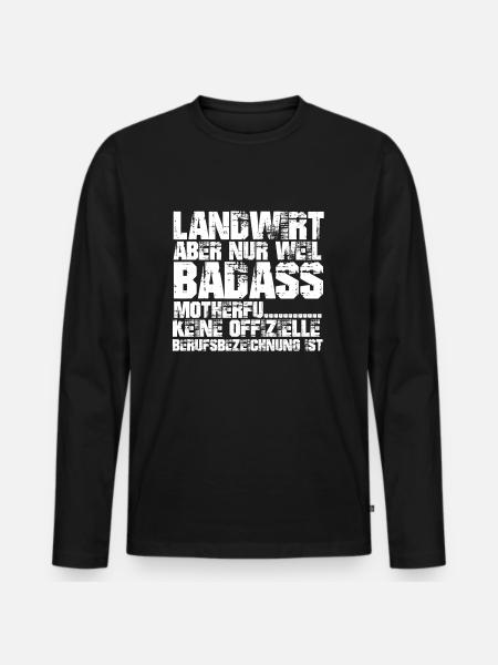 BADASS Landwirt - Männer Premium Bio Langarmshirt - Schwarz