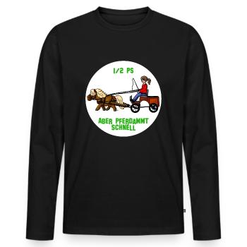 Pferdammt schnell - Männer Premium Bio Langarmshirt - Schwarz - Vorne - Nico (187cm)