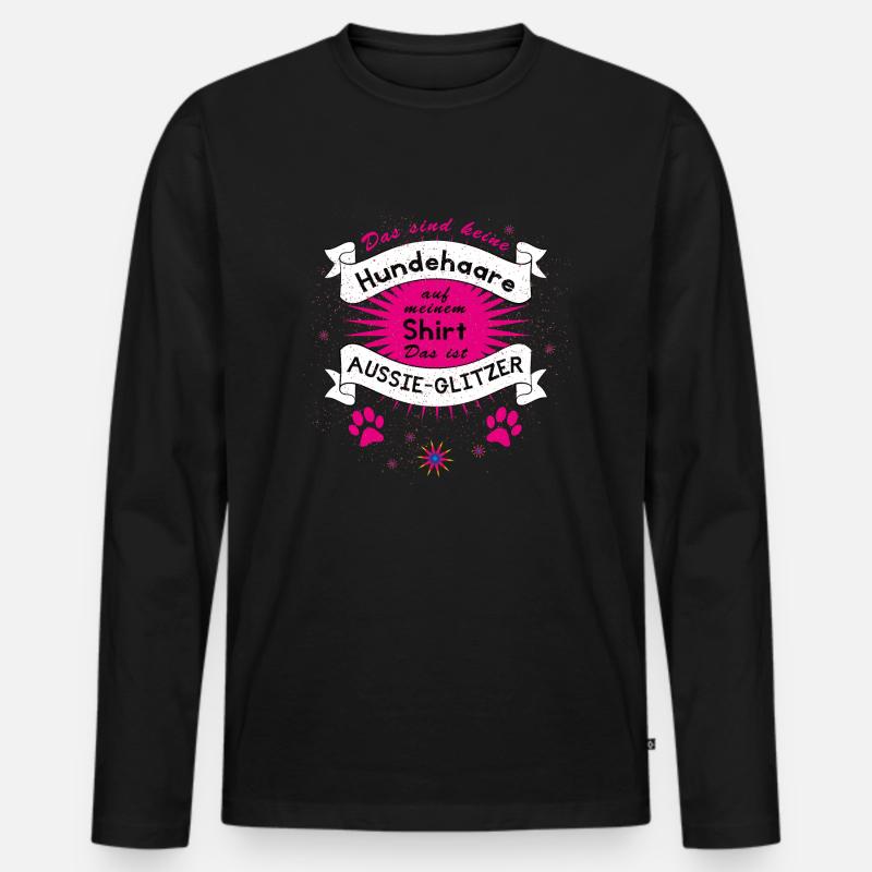 Aussie Glitzer pink - Männer Premium Bio Langarmshirt - Schwarz