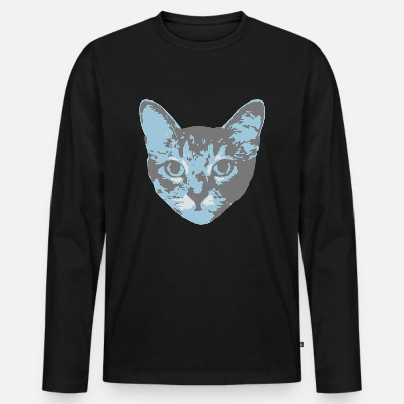 cat face - Männer Premium Bio Langarmshirt - Schwarz