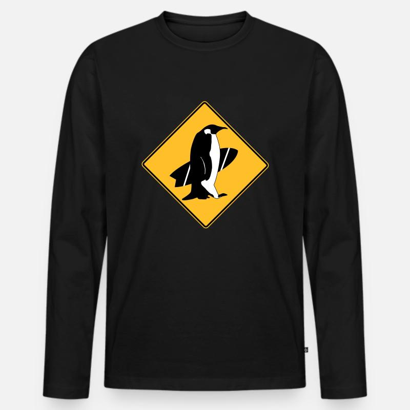 surfing_penguins - Männer Premium Bio Langarmshirt - Schwarz