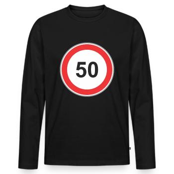 Road sign 50 - Men's Premium Organic Long Sleeve Shirt - black - Front - Nico (187cm)