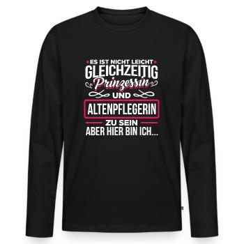 ALTENPFLEGERIN - Prinzessin - Männer Premium Bio Langarmshirt - Schwarz - Vorne - Nico (187cm)
