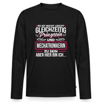 MECHATRONIKERIN - Prinzessin - Männer Premium Bio Langarmshirt - Schwarz - Vorne - Nico (187cm)