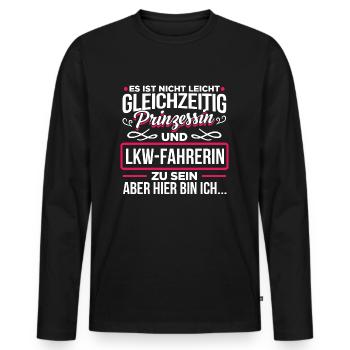 LKW-FAHRERIN - Prinzessin - Männer Premium Bio Langarmshirt - Schwarz - Vorne - Nico (187cm)
