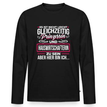 HAUSWIRTSCHAFTERIN - Prinzessin - Männer Premium Bio Langarmshirt - Schwarz - Vorne - Nico (187cm)