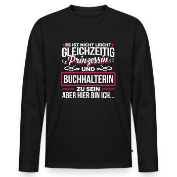 BUCHHALTERIN - Prinzessin - Männer Premium Bio Langarmshirt - Schwarz - Vorne - Nico (187cm)