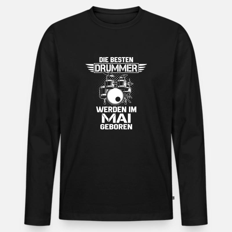 Die besten Drummer MAI - Männer Premium Bio Langarmshirt - Schwarz