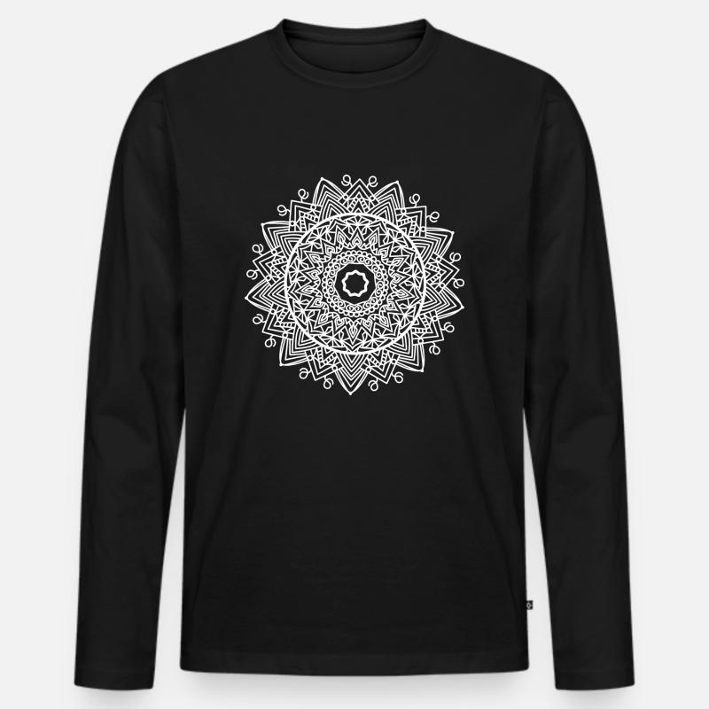 Mandala - Männer Premium Bio Langarmshirt - Schwarz