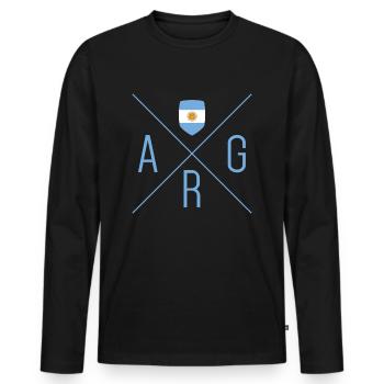 Argentinien Fußball Motiv - Männer Premium Bio Langarmshirt - Schwarz - Vorne - Nico (187cm)