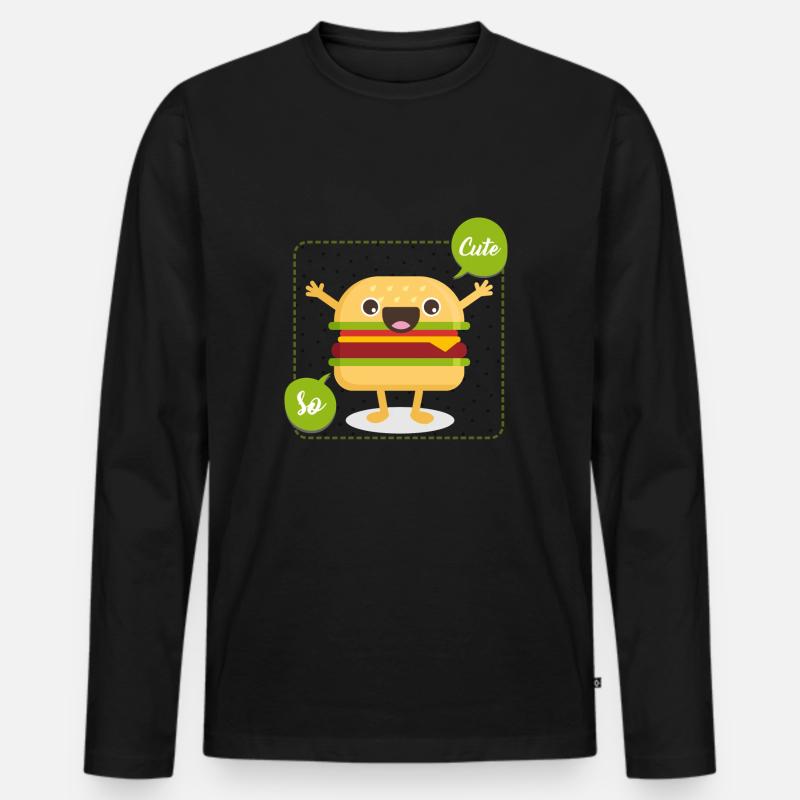 Süßer Hamburger - Männer Premium Bio Langarmshirt - Schwarz
