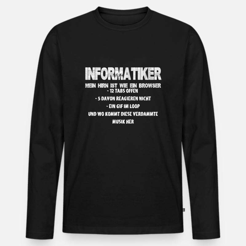 Informatiker Hirn - Männer Premium Bio Langarmshirt - Schwarz