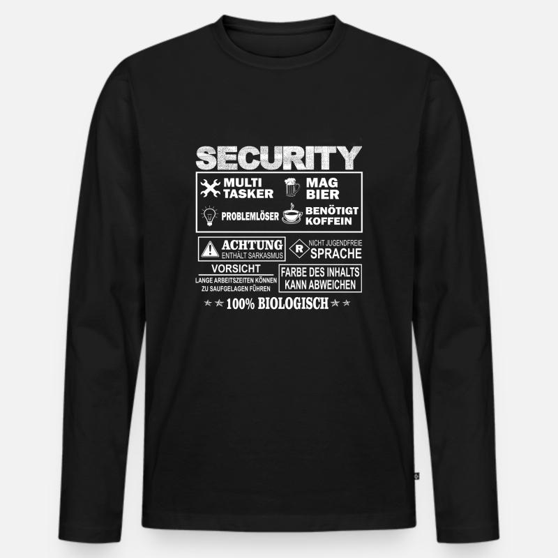 Security - Männer Premium Bio Langarmshirt - Schwarz