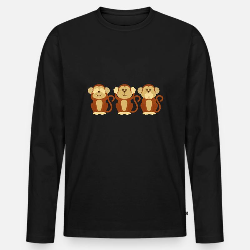 Drei Affen: Three Monkeys - Männer Premium Bio Langarmshirt - Schwarz