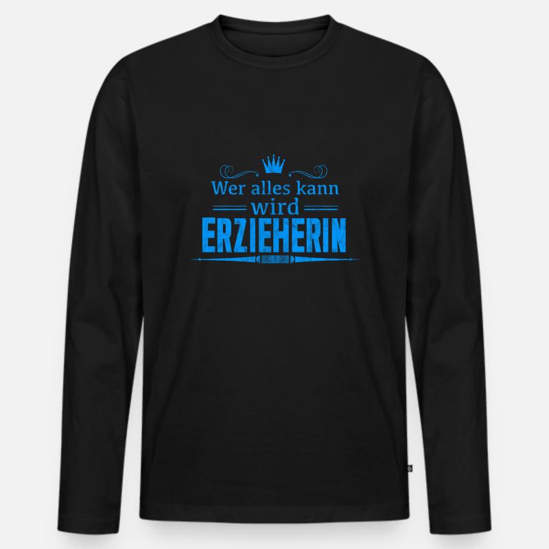 Erzieherin - Männer Premium Bio Langarmshirt - Schwarz
