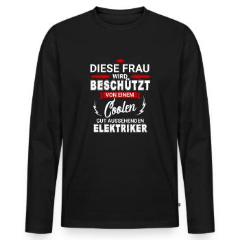 ELEKTRIKER - Männer Premium Bio Langarmshirt - Schwarz - Vorne - Nico (187cm)