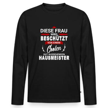 HAUSMEISTER - Männer Premium Bio Langarmshirt - Schwarz - Vorne - Nico (187cm)