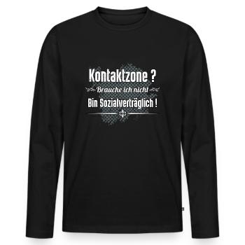 Kontaktzone - Männer Premium Bio Langarmshirt - Schwarz - Vorne - Nico (187cm)