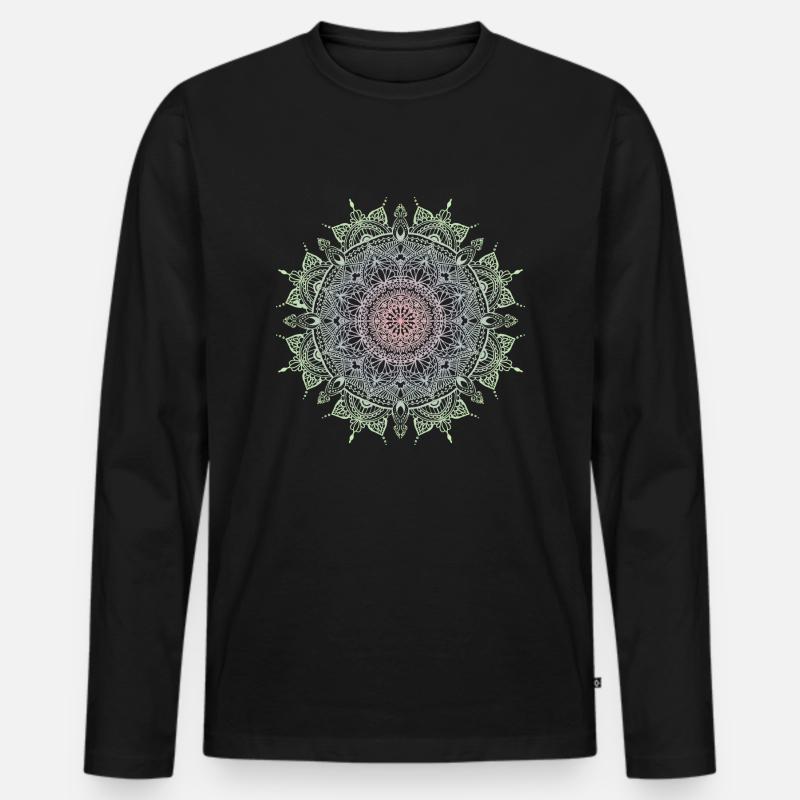 Mandala - Männer Premium Bio Langarmshirt - Schwarz