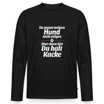 Mein Hund nicht mögen - Männer Premium Bio Langarmshirt - Schwarz - Vorne - Nico (187cm)
