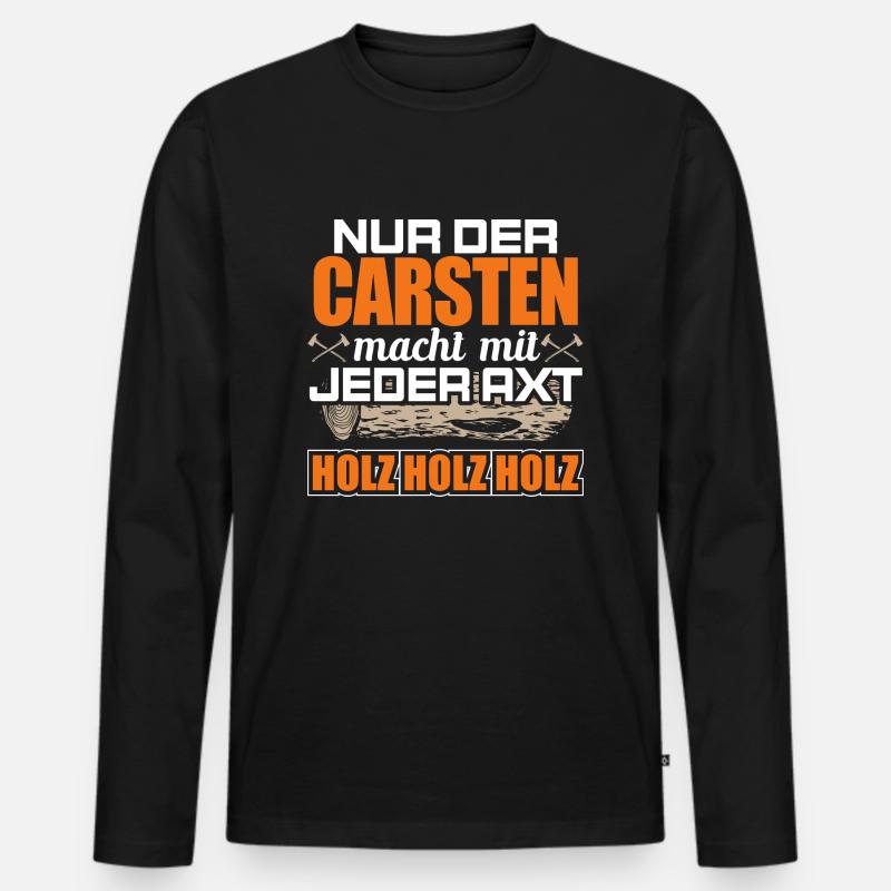 CARSTEN - Holz - Männer Premium Bio Langarmshirt - Schwarz