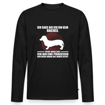 DACKEL - Männer Premium Bio Langarmshirt - Schwarz - Vorne - Nico (187cm)
