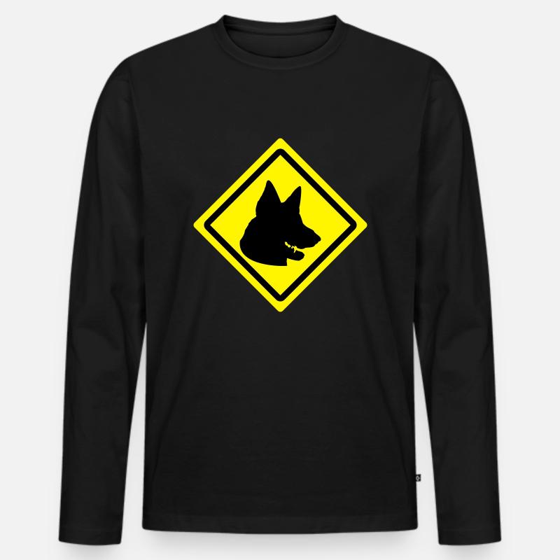 german shepherd roadsign - Männer Premium Bio Langarmshirt - Schwarz