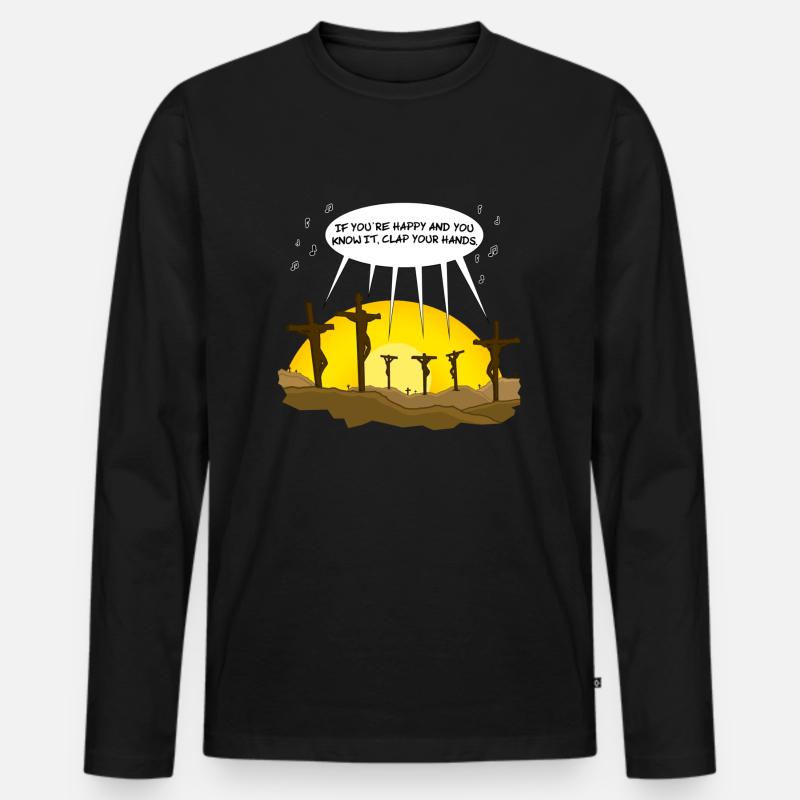 Clap your hands - Männer Premium Bio Langarmshirt - Schwarz
