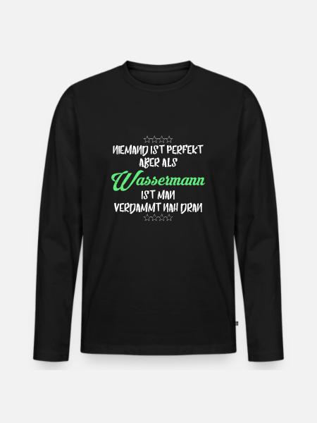 WASSERMANN WASSERMÄNNER SIND PERFEKT - Männer Premium Bio Langarmshirt - Schwarz
