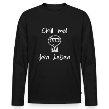 Chill mal dein Leben - Männer Premium Bio Langarmshirt - Schwarz - Vorne - Nico (187cm)
