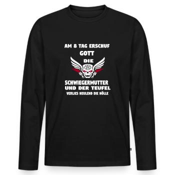 Schwiegermutte - Männer Premium Bio Langarmshirt - Schwarz - Vorne - Nico (187cm)