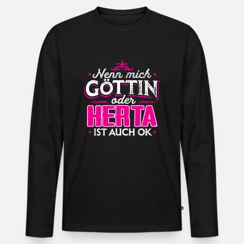 HERTA - Göttin - Männer Premium Bio Langarmshirt - Schwarz