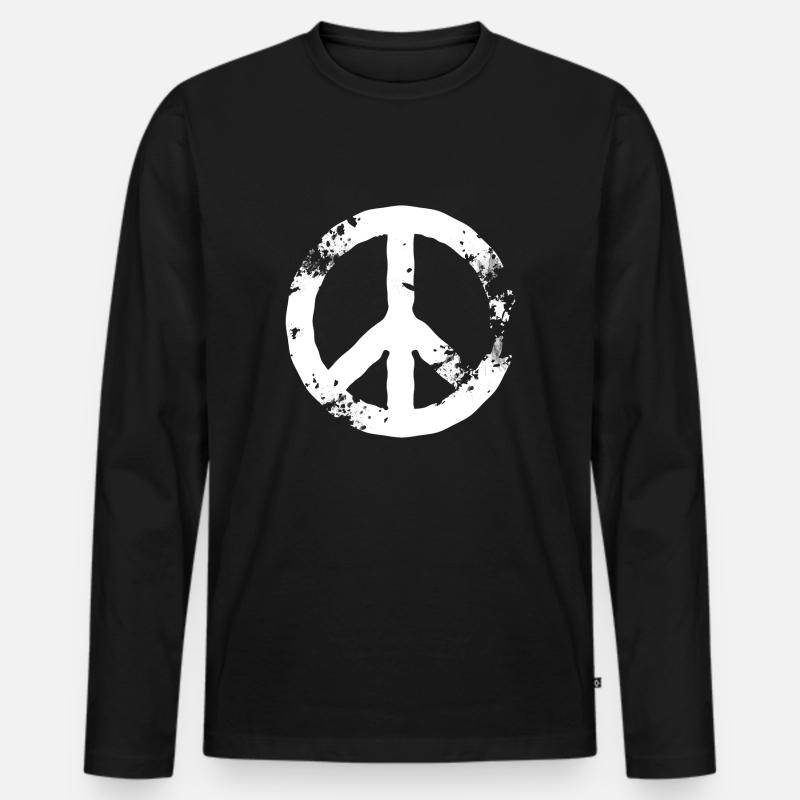 Peace - Männer Premium Bio Langarmshirt - Schwarz