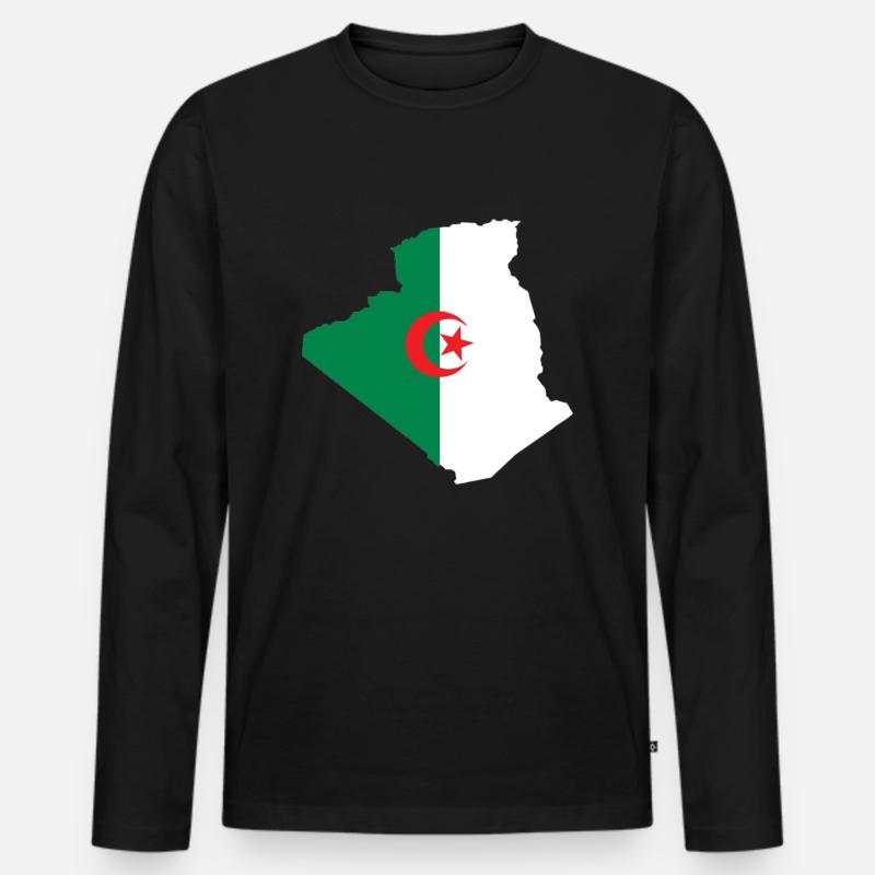 Algerien - Männer Premium Bio Langarmshirt - Schwarz