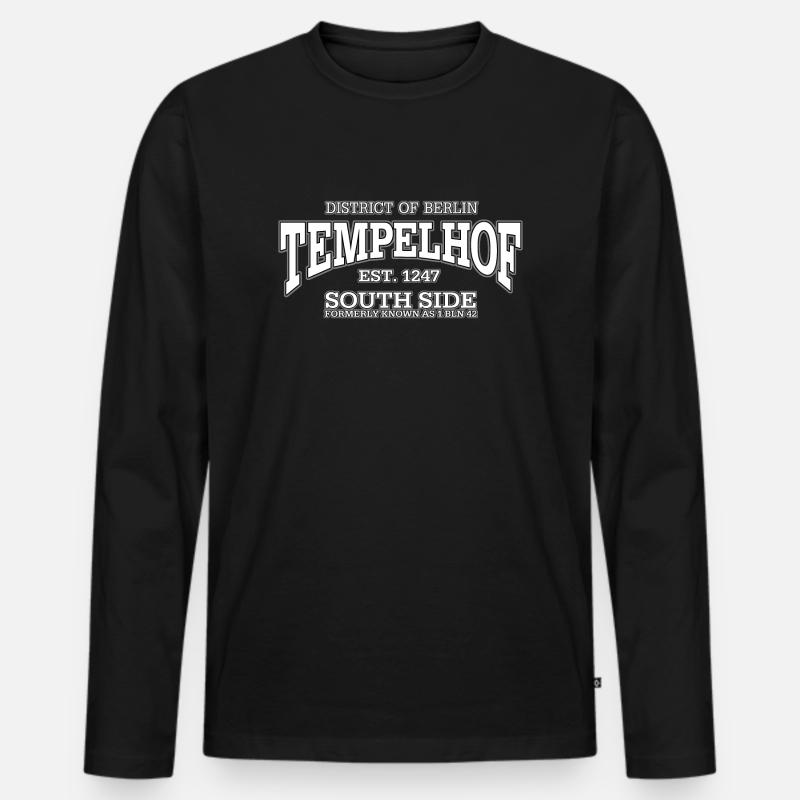 Berlin Tempelhof white - Männer Premium Bio Langarmshirt - Schwarz