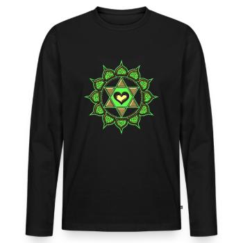 Herz Chakra, Anahata, Zentrum der Liebe Buddhismus - Männer Premium Bio Langarmshirt - Schwarz - Vorne - Nico (187cm)