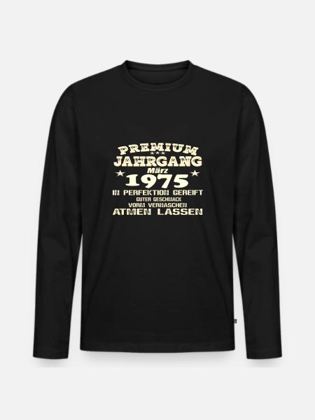 1975 Perfektion - Männer Premium Bio Langarmshirt - Schwarz