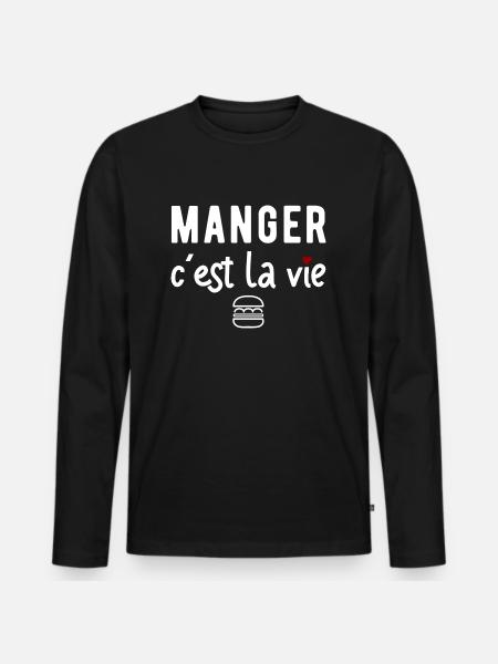 Manger cadeau humour - T-shirt manches longues Premium bio Homme - noir